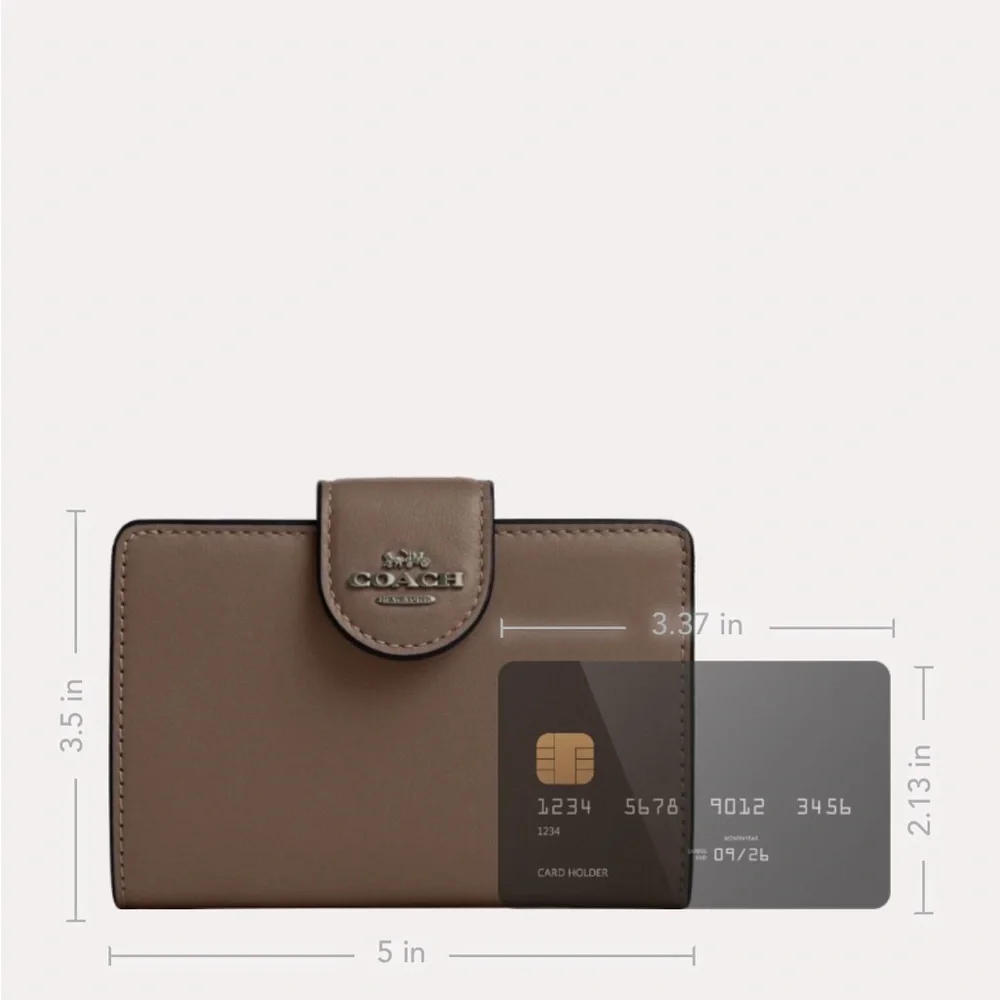 Coach 🤎🩶 medium corner zip Wallet Dark Stone leather NWOT - Picture 16 of 16